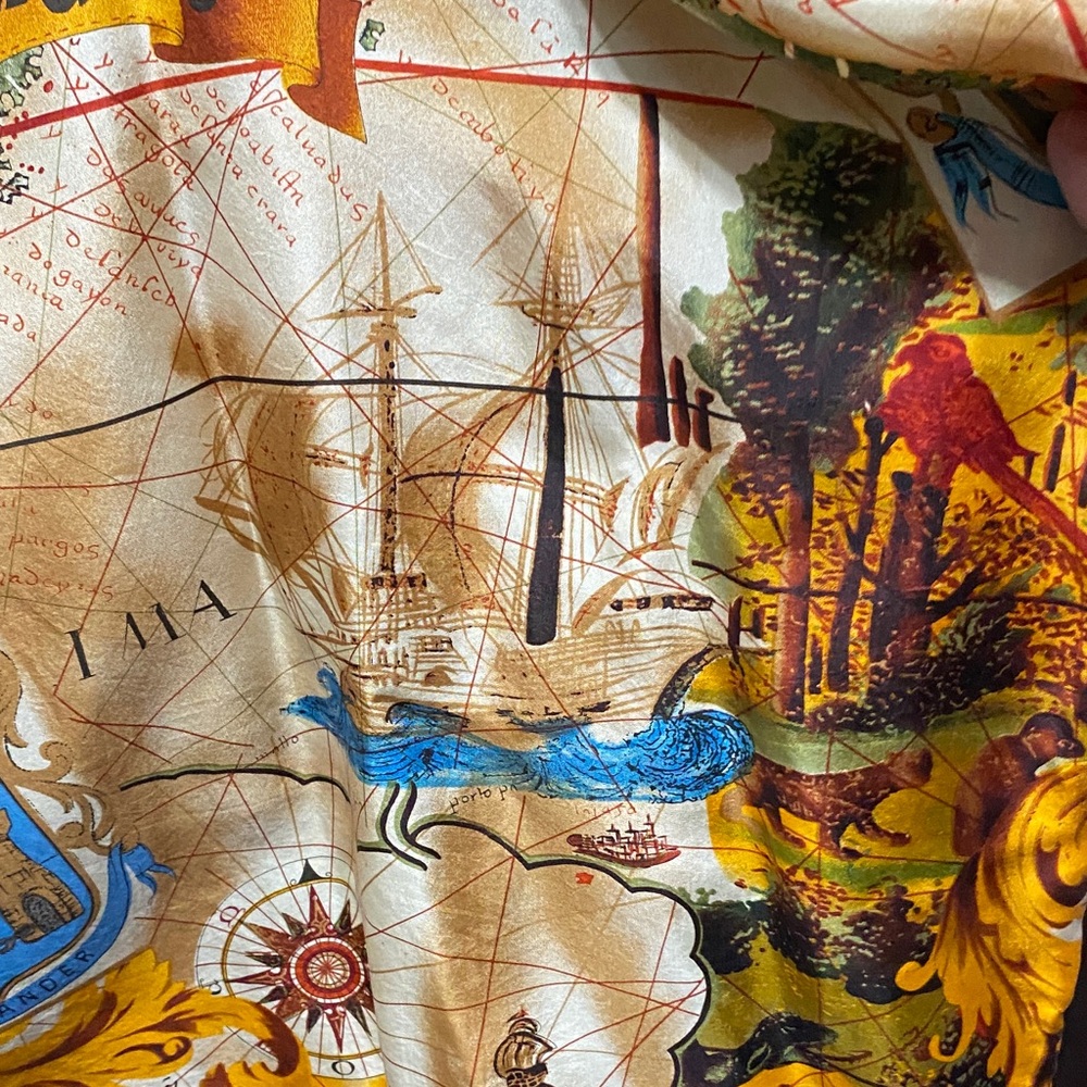 Point & Line 100% sandwashed silk Colorful Graphic Print size 3X vintage Top - Picture 12 of 16